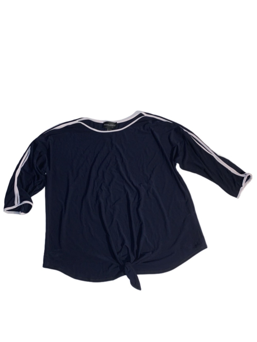 Women's Frank Lyman Design Navy & White Long Sleeve Tee Plus Size 16